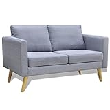 JUNZAI Sofa 2-Sitzer, Couch für Wohnzimmer, für Wohnungen, Couch Mit Schlaffunktion, Loungesofa, Relaxsofa, Sofas & Couches, Stoff Hellgrau