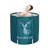 Sinbide Faltbare Badewanne, Erwachsene 70x65cm Round Klappbare Badewanne, Tragbare Badewanne für Spa, für Kinder und Erwachsene, Ermüdungserleichterung(grün)