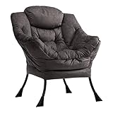 HollyHOME Relaxsessel Sessel mit Stahlrahmen Relaxliege Freizeitsofa Chaiselongue Fauler Stuhl Relax Loungesessel mit Armlehnen, Grau Braun