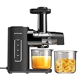 Entsafter Slow Juicer, BLITZHOME Entsafter für Gemüse und Obst 150W 2 Geschwindigkeits Modi & 7 Segmentspirale Kaltpress Kau Entsafter mit Leisem Motor, Umkehrfunktion, Breitem 44 mm Zufuhrschach