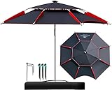 LUVADU ZCX großer Angelschirm großer Angelschirm Outdoor Faltbarer verdickter Sonnenschirm Sonnenschutz Wärmeisolierung Angeln Regenschirm Tragbarer Angeln Regenschirm, rot, 2.0m
