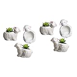 Yardwe 6 Stück Pflanztöpfe Für Zimmerpflanzen Weiße Keramik-Pflanzgefäße Pflanzgefäße Für Zimmerpflanzen Blumentopf Schafe Sukkulententöpfe Simulierte Hundebecken Kakteen Tiere