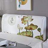 ERNZI Stretch-Kopfteilbezug,Kopfteilbezug im chinesischen Stil mit Lotus-Aufdruck für große Betten,schmutzabweisender,kratzfester Bettkopfschutz für gepolsterte Holzbetten