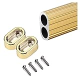 RAUGAJ 2 Mm Dicke Kleiderstangen Für Hängende Kleidung, Wand Montierte Aluminiumlegierungsstangen Kleiderschränke, Abnehmbare Duschvorhangstange, Mit Endstützen/Gold/150Cm/59In
