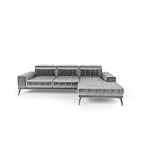 Siblo Ecksofa Salvio Kollektion - Große Couch L Form 4 Personen für Wohnzimmer - Elegante Polstersofa - L-Sofa Eckcouch - Sofa 4-Sitzer - 278x184x98 cm - Grau - Rechte Ecke
