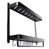 Badezimmer Regal Duschablage Duschregal Aluminium-Duschregal Mit Handtuch Und Haken, Badezimmer-Duschregal Ohne Bohren Badregal Dusche Ablage Duschkorb (Color : Nero, Size : 40 * 39.5 * 12cm)