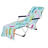 Surwin Schonbezug Für Gartenliege Frucht Strandliegenauflage Frottee Liegenauflage Stuhl Strandtuch Sun Lounger Bezug mit Tasche Sporthandtuch für Sommer Garten Schwimmen (75x210cm,Flamingo)