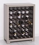 Casa Padrino Landhausstil Massivholz Weinschrank Grau/Dunkelbraun/Schwarz 68 x 35 x H. 68 cm - Massivholz Weinregal im Landhausstil - Massivholz Bar Möbel - Landhausstil Bar Möbel