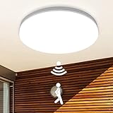 DODOPEN LED-Deckenleuchte mit Radar-Bewegungsmelder Innen, 24W 4000K Neutralweiß, Rund Deckenlampe mit Radar-Sensor, für Balkon, Abstellraum, Keller, Flur, Garage, Treppe, Gang, Küche, Veranda Ø28,5cm