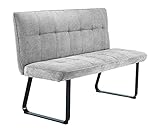 byLIVING Talea Sitz-Bank, Stoff, Nosagfederung, Untergestell aus Metall und schwarz pulverbeschichtet, hoher Sitzkomfort, Webstoff, hellgrau, B 140, H 92, T 59 cm