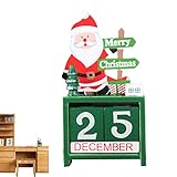 qiyifang Weihnachten Countdown Holzblöcke – Weihnachtskalender Zahl Datum Holzblöcke – Adventskalender mit einer Tischplatte Holz Weihnachtsbaum für Zuhause Büro Urlaub Dekorationen