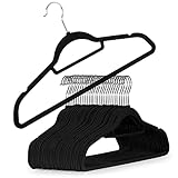Blumtal 30 Stück Kleiderbügel Platzsparend mit Samtbezug - rutschfeste Premium Bügel inkl. Krawattenhalter, 360° drehbar, Schwarz