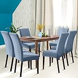 Lollanda 6er Set Universal Stretch Stuhlhussen, Moderne Beschützer Stuhlbezug, Dining Chair Covers Samt Abnehmbare Waschbarer Elastische, für Esszimmer Bankett Hochzeit Partys Deko (Grau-blau)
