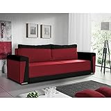 HUIJK Schlafsofa Sofa Schlafsofa inklusive Bettkasten Schwarz/Rot