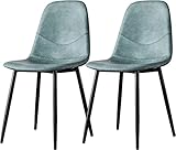 HAVMAK Moderne Küche Esszimmerstühle Set Esszimmerstuhl 2er Set Moderner Kunstlederstuhl Home Freizeit Rückenlehne Tisch Hocker Make-up Stuhl für Home Office Restaurant Empfang (Farbe: Blau)