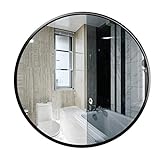 L.TSN Schwarzer Badezimmer-Wandspiegel, Kreis-Rasierspiegel Metallrahmen HD Bruchsicherer Make-up-Kosmetikspiegel für Wohnzimmer Schlafzimmer Flur (Größe: 60CM)