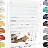 Schuette® Rollo ohne Bohren & mit Bohren 2in1 ● Tag & Nacht Doppelrollo Kollektion: White Snow (Weiß) ● 45 x 130 cm (Breite x Höhe) ● Suprafix Klemmrollo = Klemmfix 2.0 ● 60s Montage mit Video