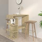 MATTUI Möbeltisch Stehtisch mit Ablagefach Sonoma Eiche 100x50x101,5 cm Holzwerkstoff