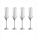 HASMI Champagner gläser 300 ml Champagnergläser High-End-Weißweinkelche Set mit 4 leichten, luxuriösen, gehämmerten Champagnerflöten for Hochzeiten, Partys, tägliche Aktivitäten Sektgläser
