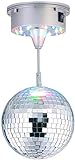 Lunartec Diskokugel: Selbstdrehende Discokugel mit Sockel und 18 farbigen LEDs, Ø 15 cm (Discokugel batteriebetrieben)