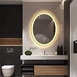 Schminkspiegel, ovaler Wandspiegel, hängender, abgeschrägter Wandspiegel, moderner dekorativer Spiegel für Badezimmer, Ankleidezimmer, Schminktisch, Wand-Schminkspiegel (Größe: 50 x 70 cm)