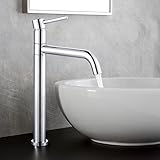 ARCORA Wasserhahn Bad, Waschtischarmatur hoch mit Auslauf Höhe 207 mm 360° schwenkbar Armatur Waschbecken aus Messing, Chrom