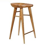 SAFWEL Küchenhocker Barhocker Massivholz Esszimmerstuhl Barmöbel Ergonomisches Design Sicherheitssitze Lagergewicht 200kg Sitzhöhe 55/65 / 75cm (Teakfarbe) (Color : Teak, Size : 65cm)