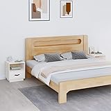 FIRBNUS Bedside Table Nachtkonsole Beistelltisch mit Stauraum Night Stand Nachttische 2er Set Weiß 40x34x45 cm Massivholz Kiefer Bett Kommode Telefontischchen Allzweckschrank Stilvolles Klassischen
