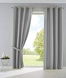 2er Set Vorhänge Blickdicht Gardinen Matt Lichtdurchlässig »Palermo« mit Ösen und Raffhalter Dekoschal HxB 225x140 cm Grau, 10000265-2