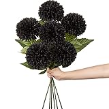 10cm groß Kunstblume Hortensie mit 63cm Langer Stiel, 6 PCS schwarz Künstliche Hortensie Blumen, Kunststoffblume Hortensie für Hochzeits Deco, Heimdeko, Büro, Garten Party Deco, Blumenarrangement
