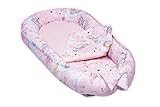 PALULLI Babynest, multifunktionales Kuschelnest mit Weiches zusätzlicher Matratze, Kokon, Nestchen, Babybett, Reisebett für Neugeborene, 100% Baumwolle Oeko-TEX, HERGESTELLT IN DER EU (Pony Rosa)