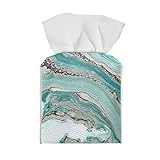 Jiueut Taschentuchbox-Abdeckung, PU-Leder, quadratisch, dekorativer Halter/Organizer für Badezimmer, Waschtisch, Arbeitsplatte, Nachttisch, Schreibtisch und Auto, Blaugrün