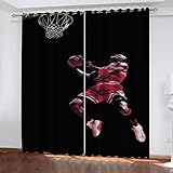 REPWEY Vorhang Blickdicht Ösenschal 3D Digitaldruck Basketball-Spieler Gardinen Kinderzimmer Wohnzimmer Schlafzimmer Wohnzimmer Thermovorhang Ösenvorhänge 2Er Set 220X214cm