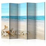 decomonkey Paravent Raumteiler Innen Meer 225x172 cm 5 Teilig Einseitig Room Divider Wall Raumteiler Stehend Trennwand Sichtschutz Spanische Wand Sichtschutzwand Wohnzimmer Holz Landschaft Strand