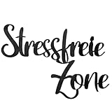 Logbuch-Verlag Schriftzug STRESSFREIE Zone aus Holz schwarz 25 cm - Türschild Wand Deko Geschenk Geburtstag