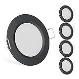acegoo 4 x DC 12V Einbaustrahler LED Ultra Flach 2,5W Einbauleuchten Spots Loch 57-64mm CRI 93 Dimmbar Einbauspots für Wohnmobil Boot Wohnwagen Bad Möbel Schrank, 3000K 215lm Warmweiß Schwarz