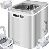 KESSER® Eiswürfelbereiter | Eiswürfelmaschine Edelstahl | Ice Maker | 12 kg 24 h | Zubereitung in 7 min | 2,2 Liter Wassertank | 2 Eiswürfel-Größen | LED-Display | Selbstreinigungsfunktion | (Silber)