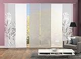 Vision S 96653-0307 | 6er-Set Schiebegardine SEMORA | halb-transparenter Stoff in Bambus-Optik | 6X 260x60 cm | Farbe: Grau