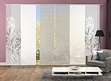 Vision S 96653-0307 | 6er-Set Schiebegardine SEMORA | halb-transparenter Stoff in Bambus-Optik | 6X 260x60 cm | Farbe: Grau