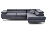 BETTSO -Ecksofa mit Schlaffunktion und Bettkasten, Couch für Wohnzimmer, Schlafsofa Sofagarnitur Sofa Eckcouch L-Form Wohnlandschaft mit Bettfunktion (270x85x200cm) Venus Dunkelgrau Rechts