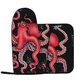 Octopus ineinander verschlungene Ofenhandschuhe, hitzebeständig, Kochhandschuh, für Küche, Kochen, Backen und Grillen im Freien