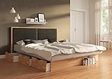 SuMa - Wasserbett 180x200 dual Schubkastenbett mit Bettkasten Kernbuche und Kopfteil Duetto, Farbe Carbon 180x200 cm