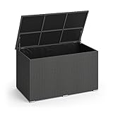 Oskar XXL Polyrattan Kissenbox 950L Auflagenbox Gartenbox Gartentruhe (Anthrazit)