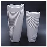 Suanti Vase Set, Blumenvase weiß Set of 2, Wohnzimmer Deko Vase ist Dicker Boden, Handgefertigte Vase aus Harz, Büro und Hochzeit Vase für Pampasgras, 28 cm & 23 cm Hoch