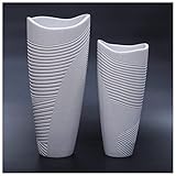 Suanti Vase Set, Blumenvase weiß Set of 2, Wohnzimmer Deko Vase ist Dicker Boden, Handgefertigte Vase aus Harz, Büro und Hochzeit Vase für Pampasgras, 28 cm & 23 cm Hoch