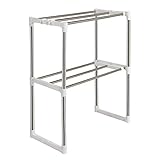 SUZYN Küchenregal Küchenthekenhalter 2-stöckig verstellbar Mikrowellenherd Rack Multifunktions-Küchenzubehör Aufbewahrungstheke Organizer (Farbe: Silber, Größe: 87 x 24,5 x 64 cm)