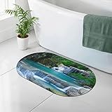 Wald Wasserfall Wasser Kieselgur Badematte 50 x 80 cm Super saugfähig schnell trocknend rutschfeste Duschmatte Badezimmer Bodenmatte für Dusche Badezimmer Badewanne