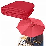 Garten Sonnenschirm Ersatz-Tuch Terrassenschirm Ersatzbezug Ersatz Überdachung UV-Schutz Polyester Φ200cm Φ270cm Φ300cm Runde Regenschirm Ersatz Abdeckung ( Color : Rot , Size : 8 Ribs -2.7M/8.86Ft )