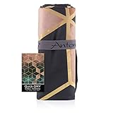 Antonio - Mikrofaser Strandtuch & Badetuch XXL 160 x 80 cm schwarz Gold - Strand-Handtuch & Bade-Handtuch schnelltrocknend, leicht, dünn groß - Microfaser Reise-Handtuch für Yoga, Unterwegs & Wandern