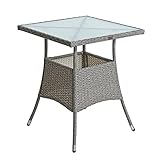 ESTEXO Polyrattan Gartentisch Beistelltisch Rattan Tisch Balkontisch Gartenmöbel Terrassentisch 60x60 cm (Grau-Mix)